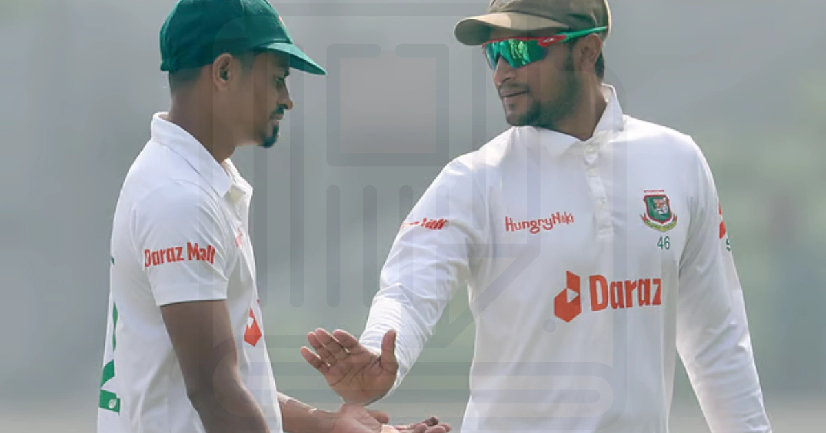 তাইজুলের ৫ উইকেট, সাকিবের রেকর্ড ছোঁয়ার পথে বাংলাদেশ